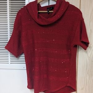 J. Jill Sparkling Red Cowl Neck Sweater